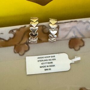 Kendra Scott Demi-Fine Half Hoop Heart Earrings in Sterling Silver-Retired Style